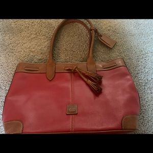 Red and Camel Dooney and Bourke tote bag